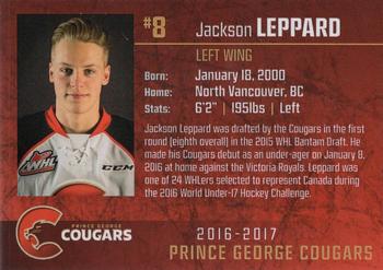 2016-17 Prince George Cougars (WHL) #6 Jackson Leppard Back