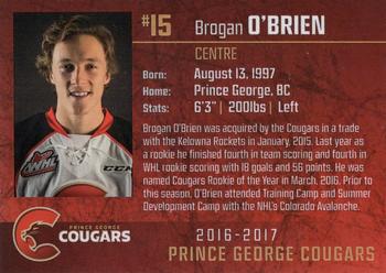 2016-17 Prince George Cougars (WHL) #12 Brogan O'Brien Back