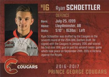 2016-17 Prince George Cougars (WHL) #13 Ryan Schoettler Back