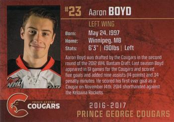 2016-17 Prince George Cougars (WHL) #19 Aaron Boyd Back