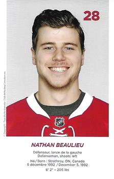 2016-17 Montreal Canadiens #NNO Nathan Beaulieu Back