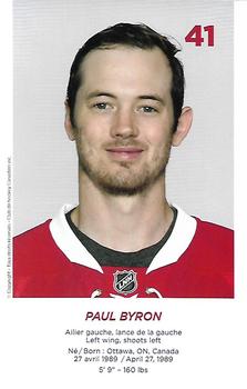 2016-17 Montreal Canadiens #NNO Paul Byron Back