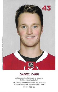 2016-17 Montreal Canadiens #NNO Daniel Carr Back