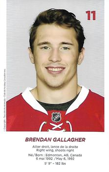 2016-17 Montreal Canadiens #NNO Brendan Gallagher Back