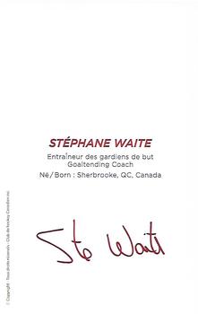 2016-17 Montreal Canadiens #NNO Stephane Waite Back