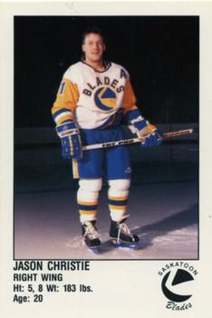 1989-90 Saskatoon Blades (WHL) Police #22 Jason Christie Front