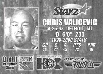 2000-01 Louisiana IceGators (ECHL) #NNO Chris Valicevic Back