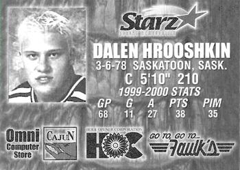 2000-01 Louisiana IceGators (ECHL) #NNO Dalen Hrooshkin Back