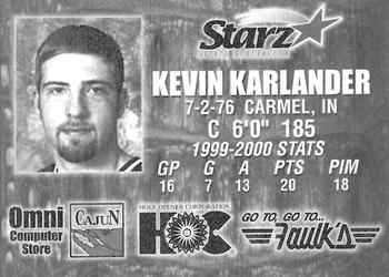 2000-01 Louisiana IceGators (ECHL) #NNO Kevin Karlander Back