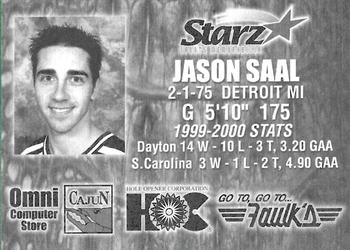 2000-01 Louisiana IceGators (ECHL) #NNO Jason Saal Back