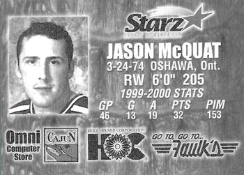 2000-01 Louisiana IceGators (ECHL) #NNO Jason McQuat Back