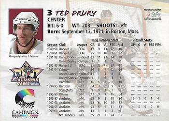 2000-01 Campaign Communications Chicago Wolves (IHL) #NNO Ted Drury Back