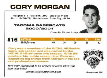 2000-01 Grandstand Tacoma Sabercats (WCHL) #1 Cory Morgan Back