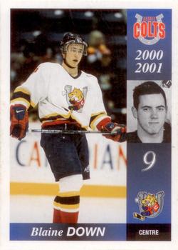 2000-01 Colts & Cops Barrie Colts (OHL) #NNO Blaine Down Front