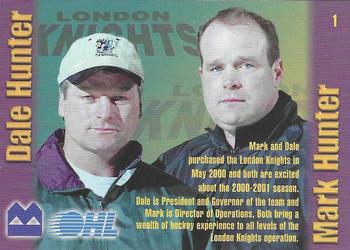 2000-01 Bank of Montreal London Knights (OHL) #1 Mark Hunter / Dale Hunter Back