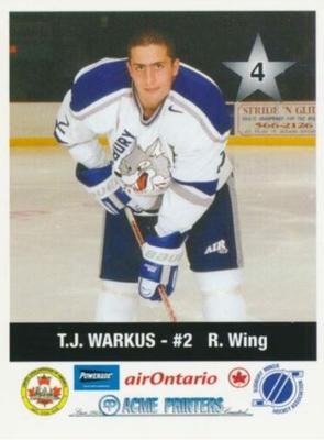 2000-01 Sudbury Wolves (OHL) Police #4 T.J. Warkus Front