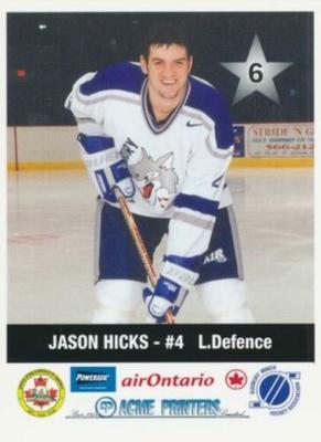 2000-01 Sudbury Wolves (OHL) Police #6 Jason Hicks Front