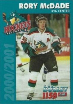 2000-01 1150 AM-The Bullet Kelowna Rockets (WHL) #NNO Rory McDade Front