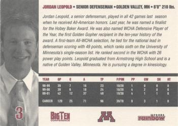 2001-02 Rainbow Foods Minnesota Golden Gophers (NCAA) #NNO Jordan Leopold Back