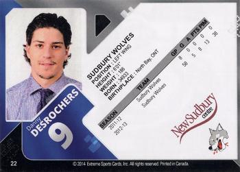 2013-14 Extreme Sudbury Wolves (OHL) #22 Danny Desrochers Back