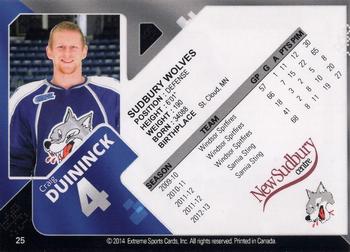 2013-14 Extreme Sudbury Wolves (OHL) #25 Craig Duininck Back
