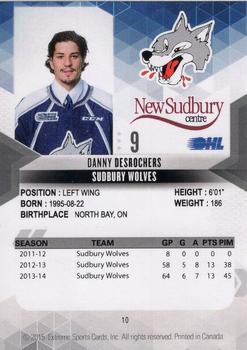 2014-15 Extreme Sudbury Wolves OHL #10 Danny Desrochers Back