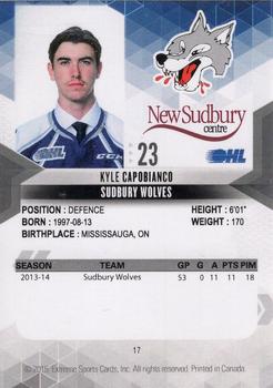 2014-15 Extreme Sudbury Wolves OHL #17 Kyle Capobianco Back