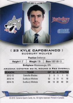 2015-16 Extreme Sudbury Wolves (OHL) #12 Kyle Capobianco Back