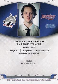 2015-16 Extreme Sudbury Wolves (OHL) #13 Ben Garagan Back