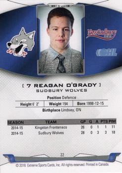 2015-16 Extreme Sudbury Wolves (OHL) #22 Reagan O'Grady Back