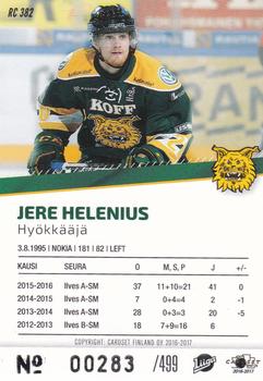 2016-17 Cardset Finland - Rookie Series 2 #RC 382 Jere Helenius Back