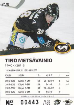 2016-17 Cardset Finland - Rookie Series 2 #RC 395 Tino Metsävainio Back