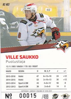 2016-17 Cardset Finland - Rookie Series 2 #RC 403 Ville Saukko Back