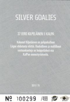 2016-17 Cardset Finland - Silver Goalies #SG6 Eero Kilpeläinen Back