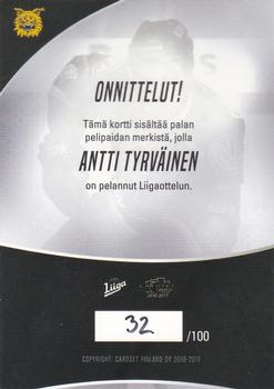 2016-17 Cardset Finland - Patch Series 2 Exchange #PATCH3 Antti Tyrväinen Back