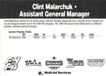 1996-97 Multi-Ad Las Vegas Thunder (IHL) #12 Clint Malarchuk Back