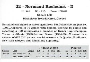 1996-97 Station Casino Kansas City Blades (IHL) #18 Normand Rochefort Back