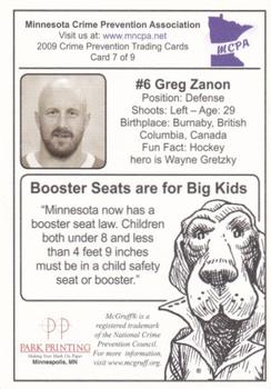 2009-10 Minnesota Wild Police #7 Greg Zanon Back