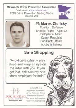 2009-10 Minnesota Wild Police #8 Marek Zidlicky Back