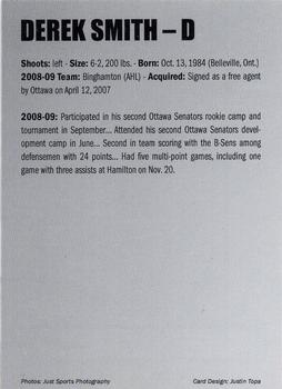 2009-10 Just Sports Photography Binghamton Senators (AHL) #20 Derek Smith Back