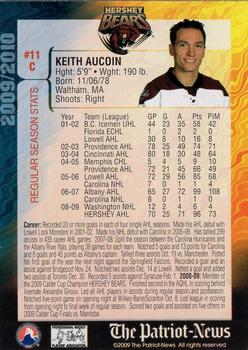 2009-10 Hershey Bears (AHL) #NNO Keith Aucoin Back