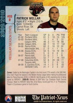 2009-10 Hershey Bears (AHL) #NNO Patrick Wellar Back