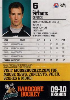2009-10 Manitoba Moose (AHL) #NNO Neil Petruic Back
