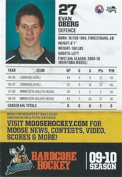 2009-10 Manitoba Moose (AHL) #NNO Evan Oberg Back