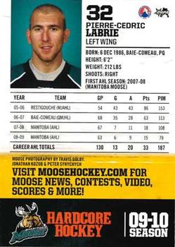 2009-10 Manitoba Moose (AHL) #NNO Pierre-Cedric Labrie Back