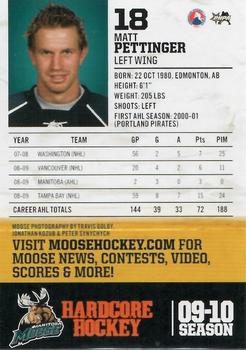 2009-10 Manitoba Moose (AHL) #NNO Matt Pettinger Back