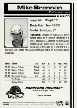 2009-10 Choice Rockford IceHogs (AHL) #05 Mike Brennan Back