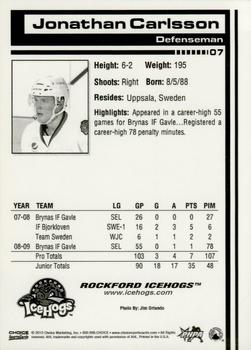2009-10 Choice Rockford IceHogs (AHL) #07 Jonathan Carlsson Back