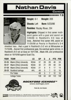 2009-10 Choice Rockford IceHogs (AHL) #13 Nathan Davis Back