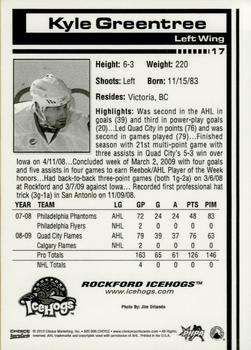 2009-10 Choice Rockford IceHogs (AHL) #17 Kyle Greentree Back